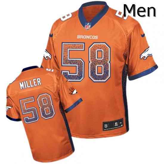 Men Nike Denver Broncos 58 Von Miller Elite Orange Drift Fashion NFL Jersey
